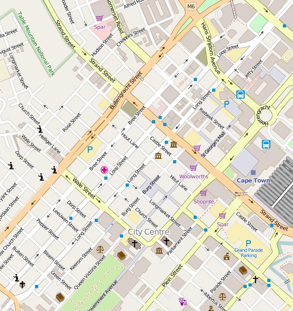 mapa bree ulici Cape Town
