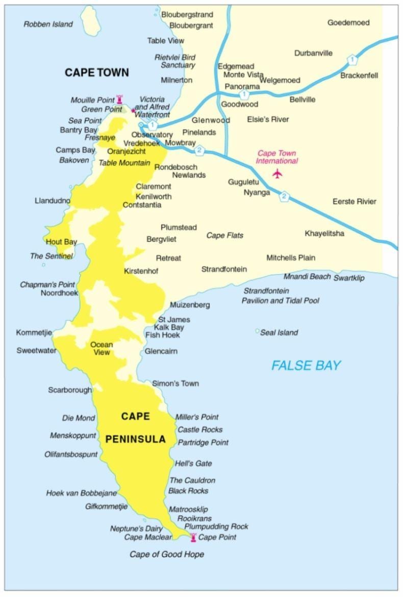 mapa cape poluostrva obilazak