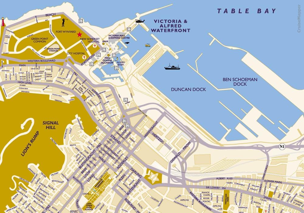 karta za Cape Town krstarenje terminala