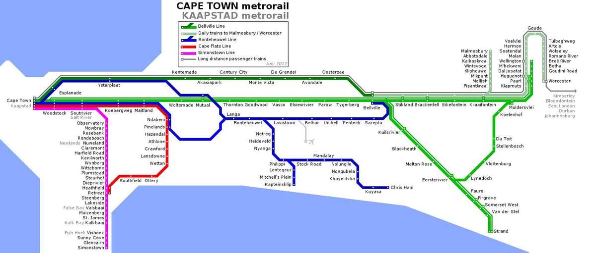 karta u Cape Town-u podzemnoj
