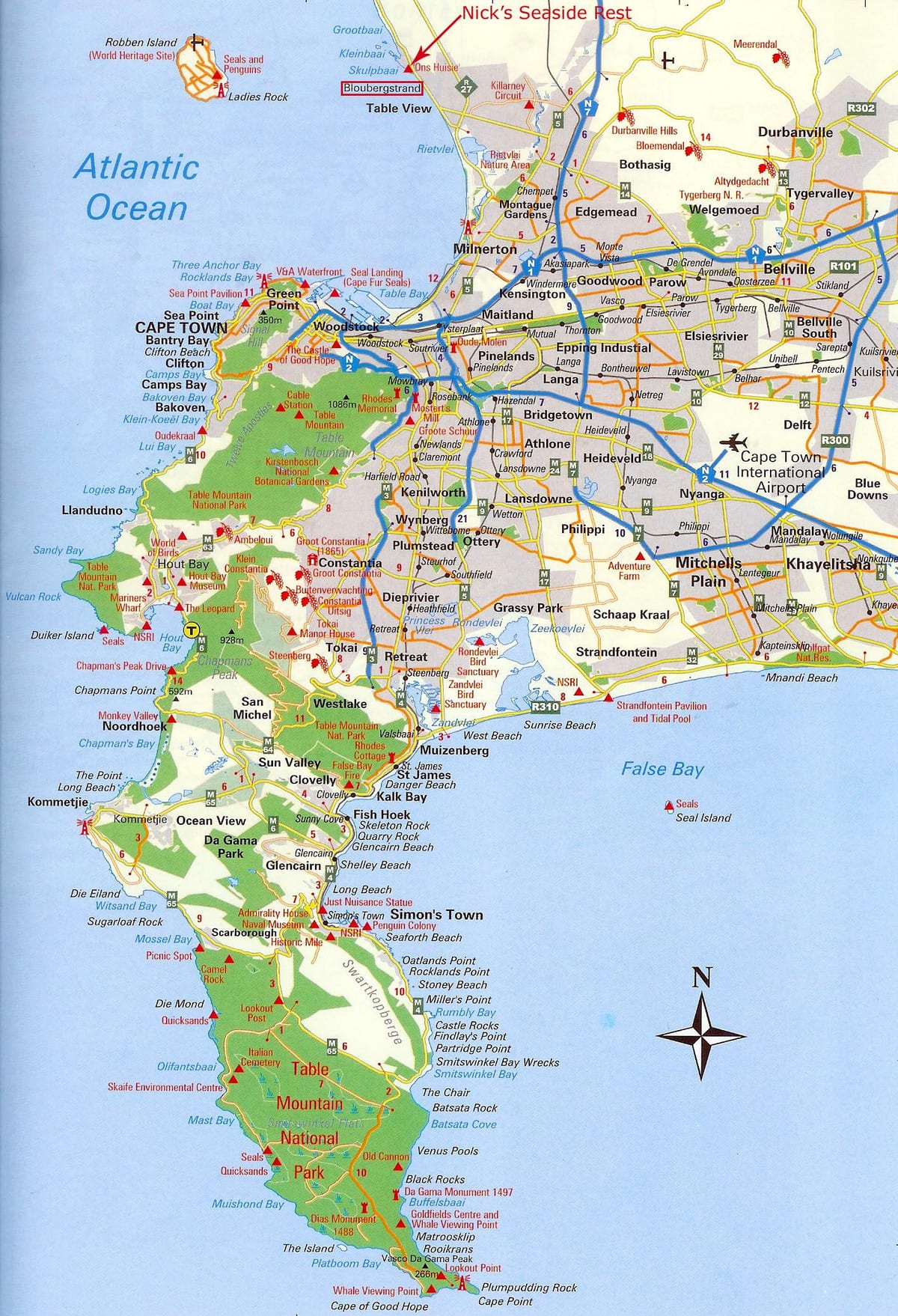 mapa od Cape Town