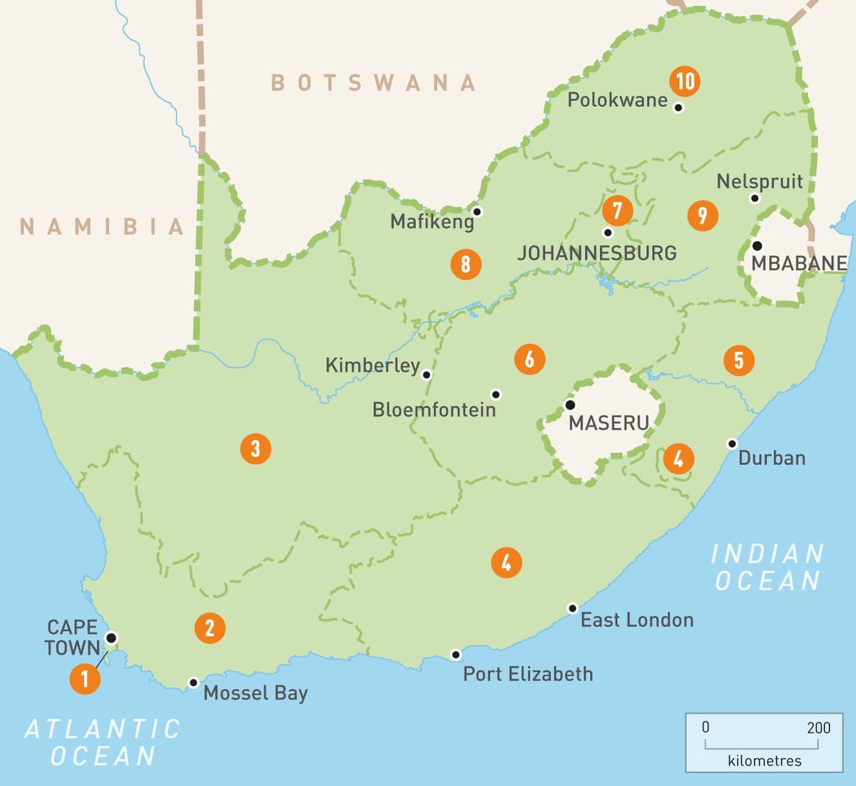 U Cape Town-u Južnoj Africi na mapi
