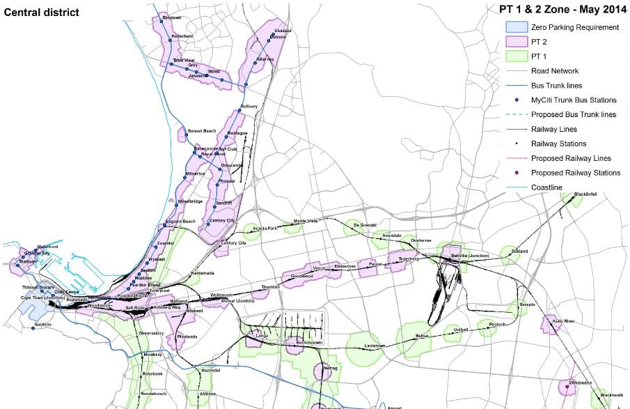 karta za Cape Town urbanističke
