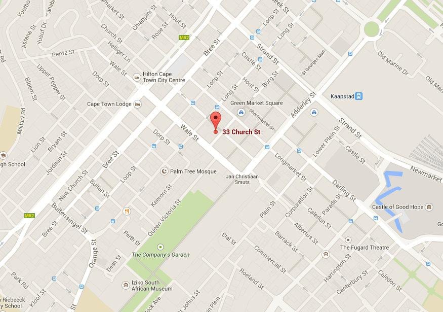 mapa crkvu ulici Cape Town 