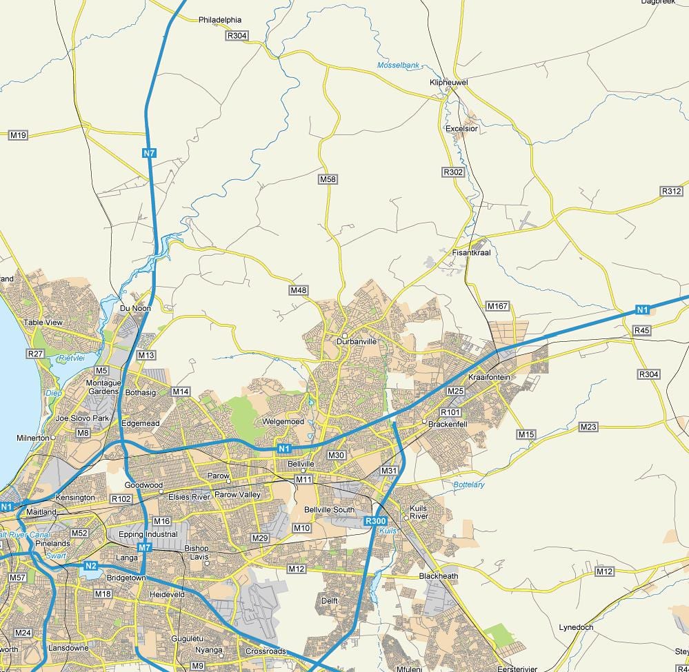 mapa durbanville predgrađa