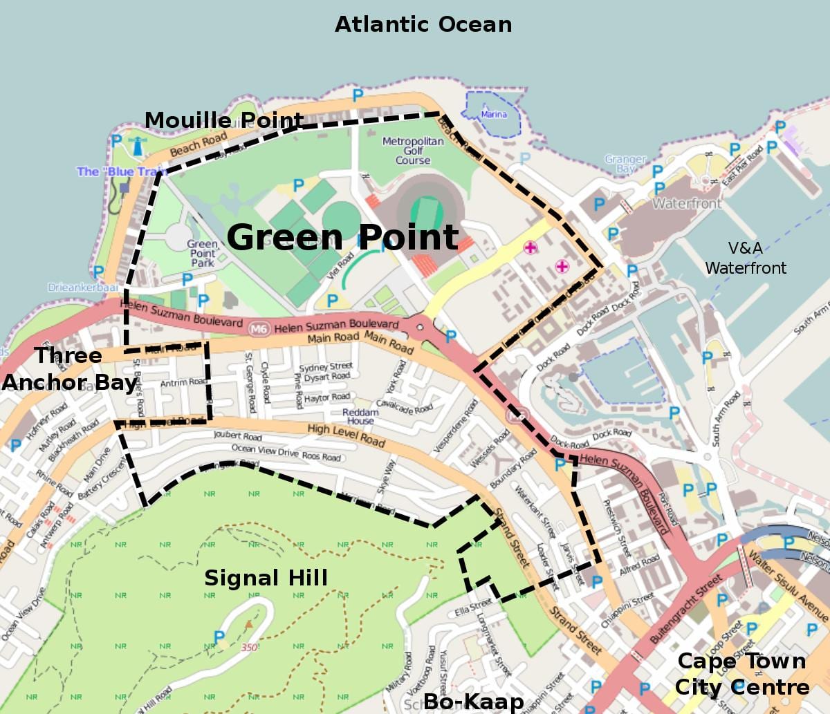 zelene tačke Cape Town mapu