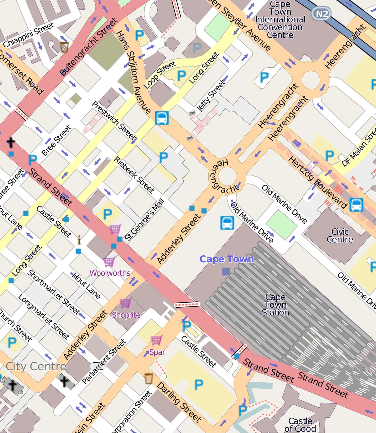 mapa heerengracht ulici Cape Town