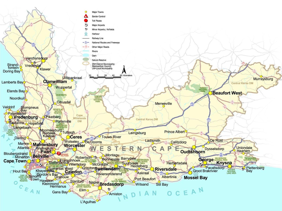 mapa cape Južnoj Africi