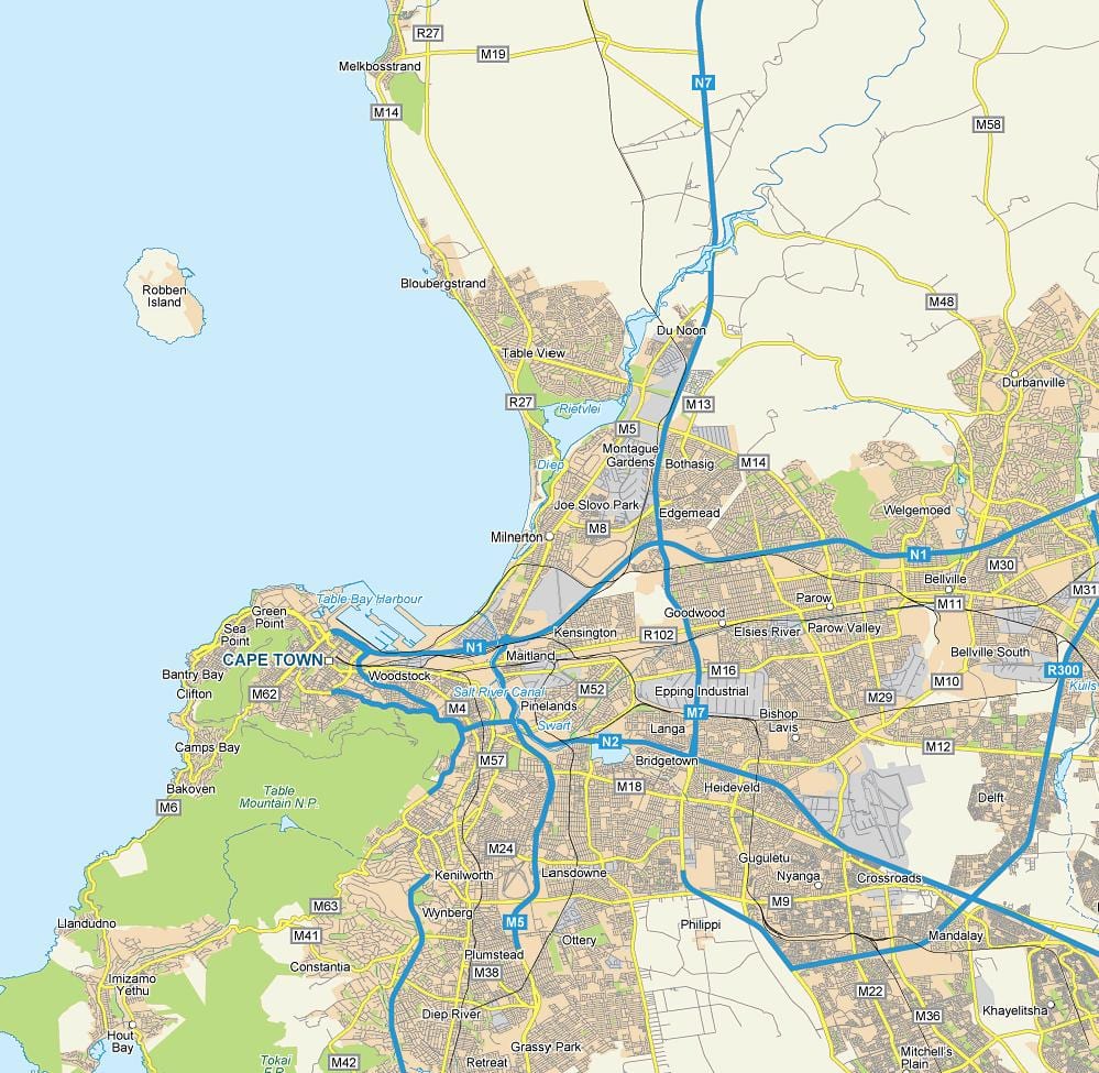 mapa milnerton i okružuje