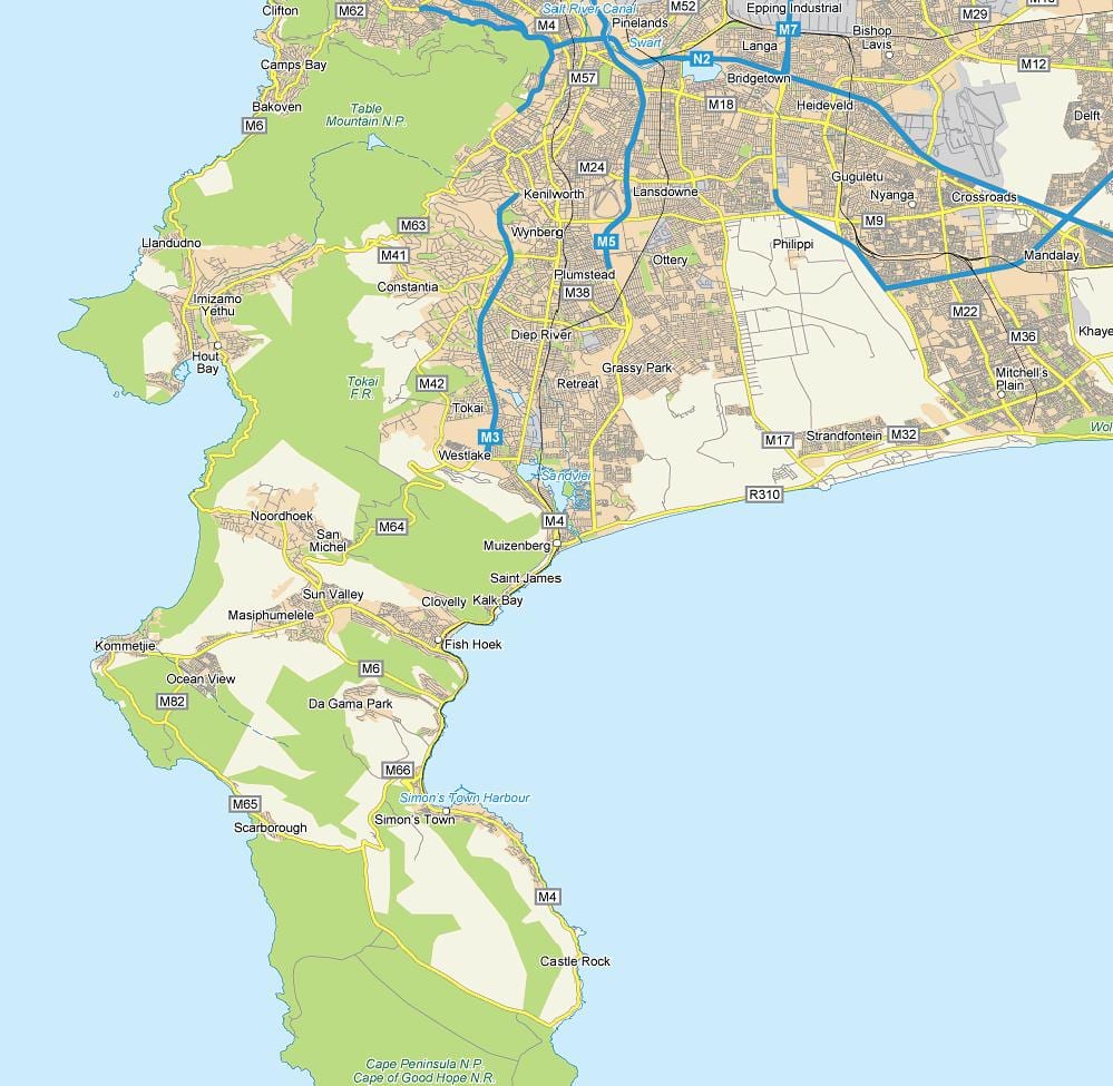 mapa muizenberg Cape Town
