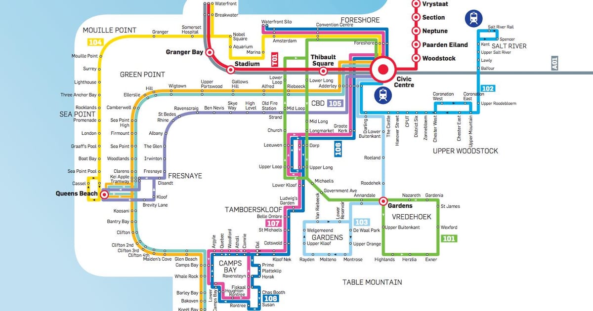 Cape Town autobus mapu