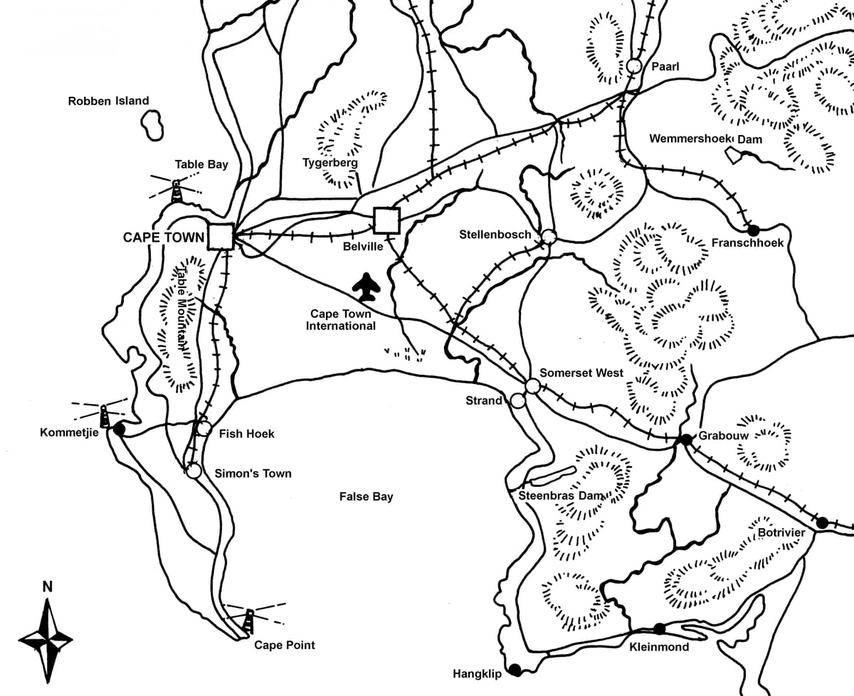 mapa nacrtam kartu za Cape Town