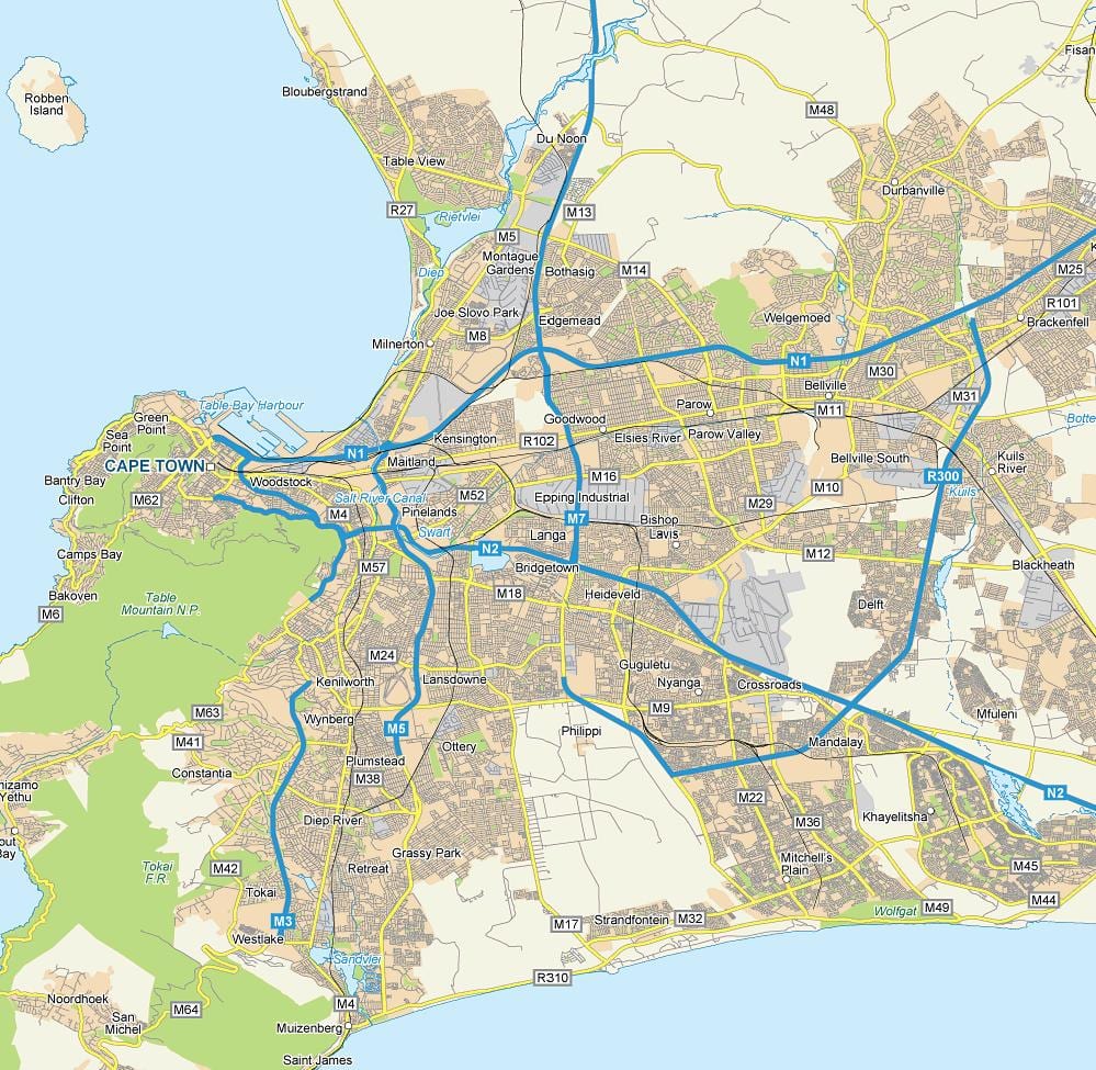 mapa opcini Cape Town
