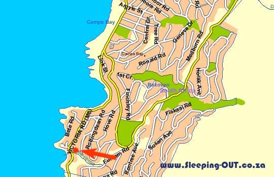 mapa pogled na okean Cape Town