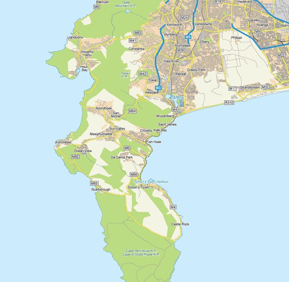 mapa ribu hoek Južnoj Africi