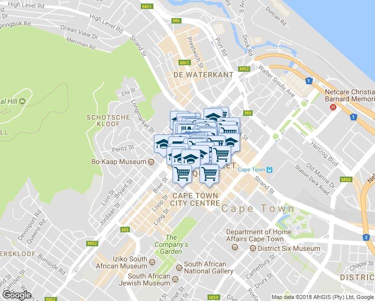 mapa shortmarket ulici Cape Town