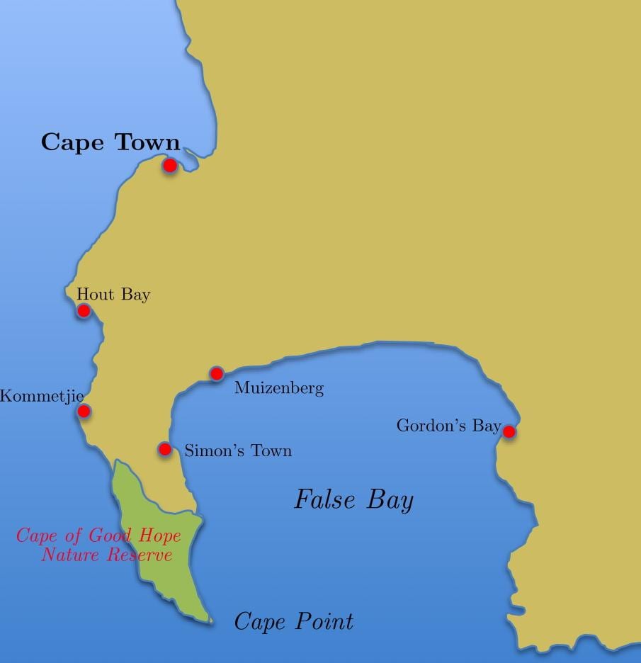 mapa simon je grad Južnoj Africi