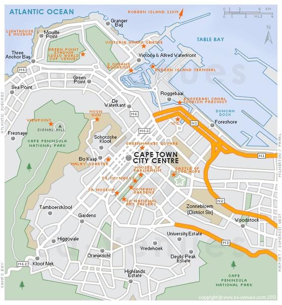 mapa stoljeća grad Cape Town