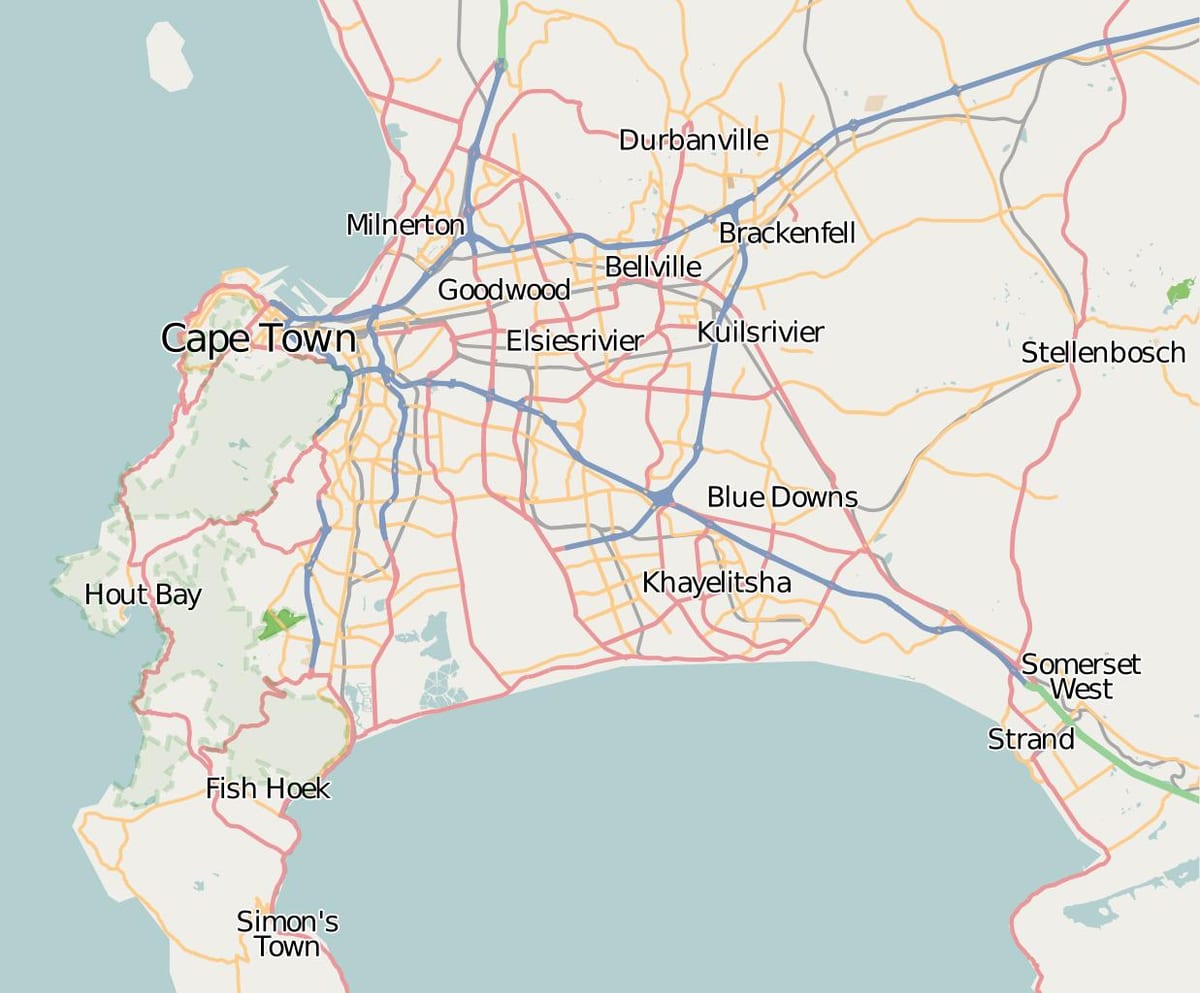 mapa niz zapadni cape