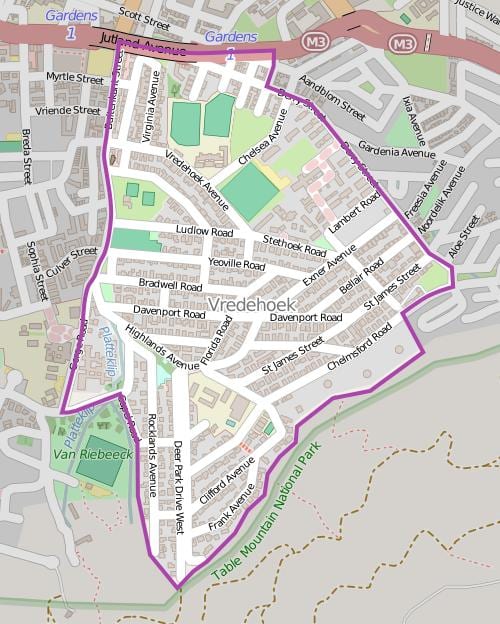 mapa vredehoek Cape Town