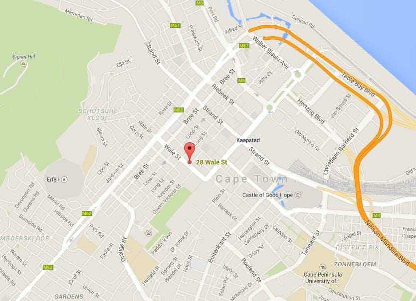 mapa wale ulici Cape Town