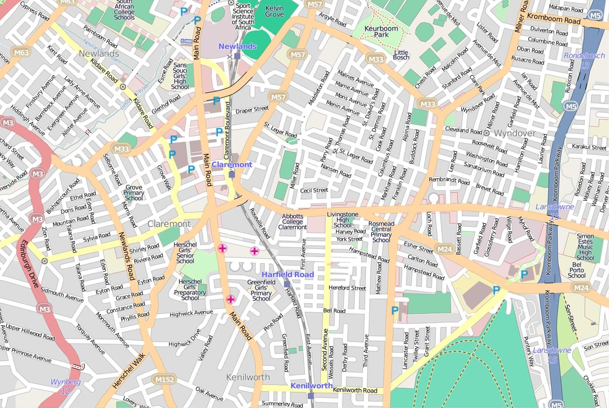 karta iz zraka mapu od Cape Town