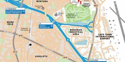 Mapa aerodrom industria Cape Town