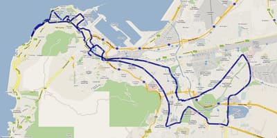 Karta u Cape Town-u maratonu rutu 
