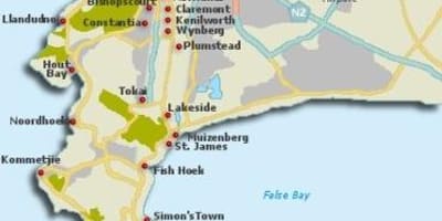 Cape Town naseljima mapu