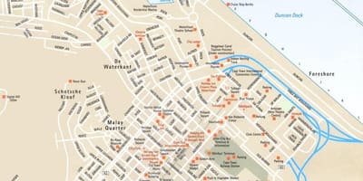 Ulična mapa od Cape Town-u Južnoj Africi