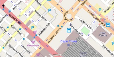 Mapa heerengracht ulici Cape Town