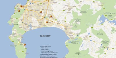 Karta u Cape Town-u oblasti Južnoj Africi