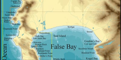 Mapa lažne bay Cape Town