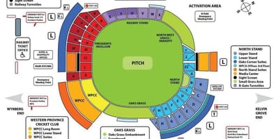 Newlands kriket stadion mapu
