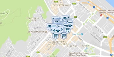 Mapa shortmarket ulici Cape Town