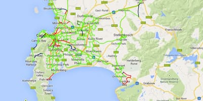 Mapa vlakana mapu Cape Town