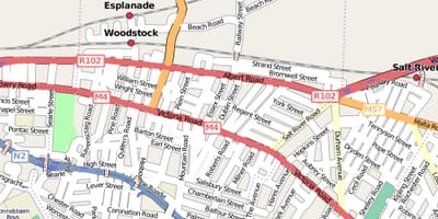 Ulična mapa na woodstock-u Cape Town